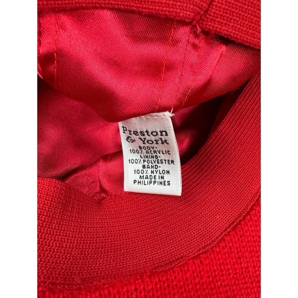 Vintage Newsboy Hat, Red 1980s Knit Newsboy Cap,  80s Hat, Red Brim Knit Cap - Picture 8 of 10
